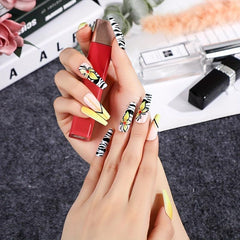 24 pcs Glossy Butterfly Coffin Ballerina Press On Nails for Women and Girls