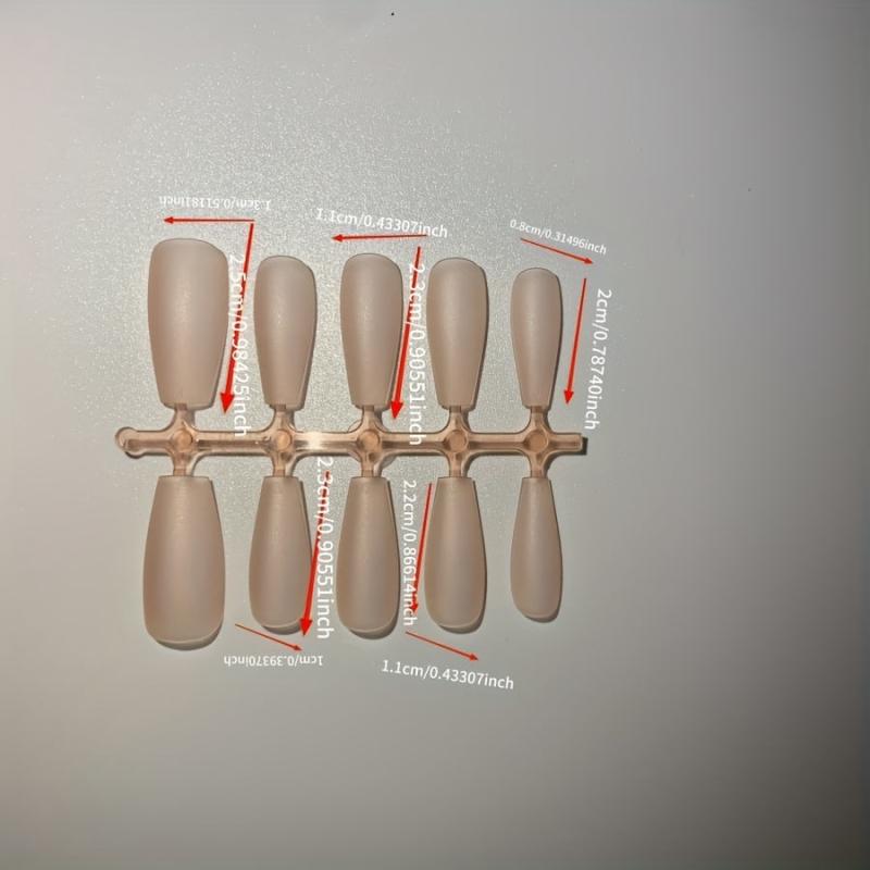 300pcs Frosted Red Brown Gel Nail Tips Medium Coffin Shaped False Nail Tips