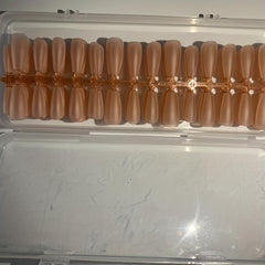 300pcs Frosted Red Brown Gel Nail Tips Medium Coffin Shaped False Nail Tips