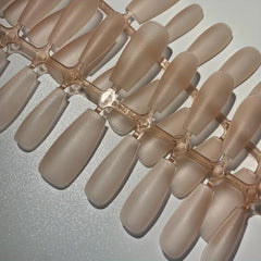 300pcs Frosted Red Brown Gel Nail Tips Medium Coffin Shaped False Nail Tips