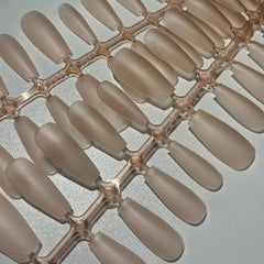 300pcs Frosted Red Brown Gel Nail Tips Medium Coffin Shaped False Nail Tips