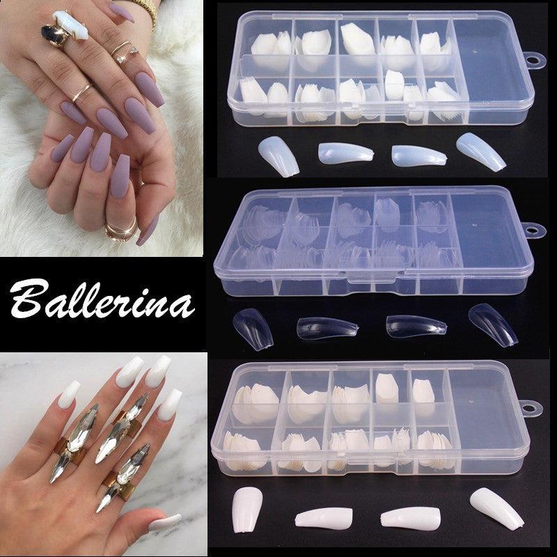 100 Pcs Press On False Nails Ballet Full Length DIY Nail Enhancement