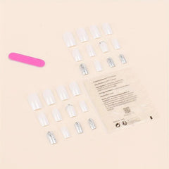 24pcs Silver Sequin Square False Nails for Daily Wear