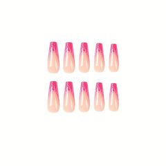Y2K Pink Medium Press On Nails Long Acrylic False Nails With Rose Pink Flame Tip