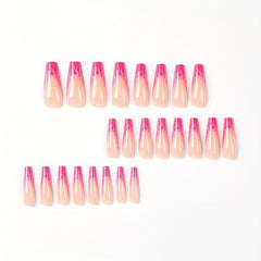 Y2K Pink Medium Press On Nails Long Acrylic False Nails With Rose Pink Flame Tip