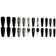 24 pcs Glossy & Textured Press On Nails with Designs for Women & Girls