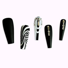 24 pcs Glossy & Textured Press On Nails with Designs for Women & Girls