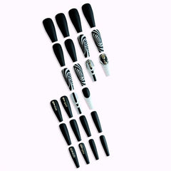 24 pcs Glossy & Textured Press On Nails with Designs for Women & Girls