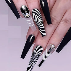 24 pcs Glossy & Textured Press On Nails with Designs for Women & Girls