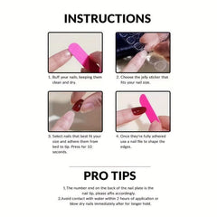 24pcs Pink Gradient Press On Nails with Glitter Full Cover False Nails for Women