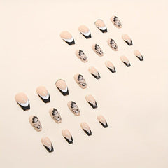 24 pcs Nude Coffin Ballerina Press On Nails with Butterfly Glitter False Nails