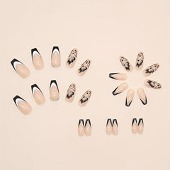 24 pcs Nude Coffin Ballerina Press On Nails with Butterfly Glitter False Nails