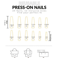 Gradient Coffin Press On Nails with Butterfly Rhinestones Glossy False Nails