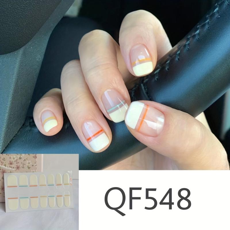 14 Pcs Sheet Minimalist Nail Strips Full Wrap Nail Polish