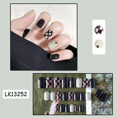Glossy Ballerina Press On Nails - Checkboard Full Cover False Nails