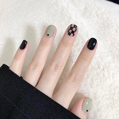 Glossy Ballerina Press On Nails - Checkboard Full Cover False Nails