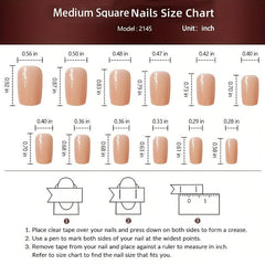 24pcs Rhinestone Butterfly Short Square Press On Nails with Star