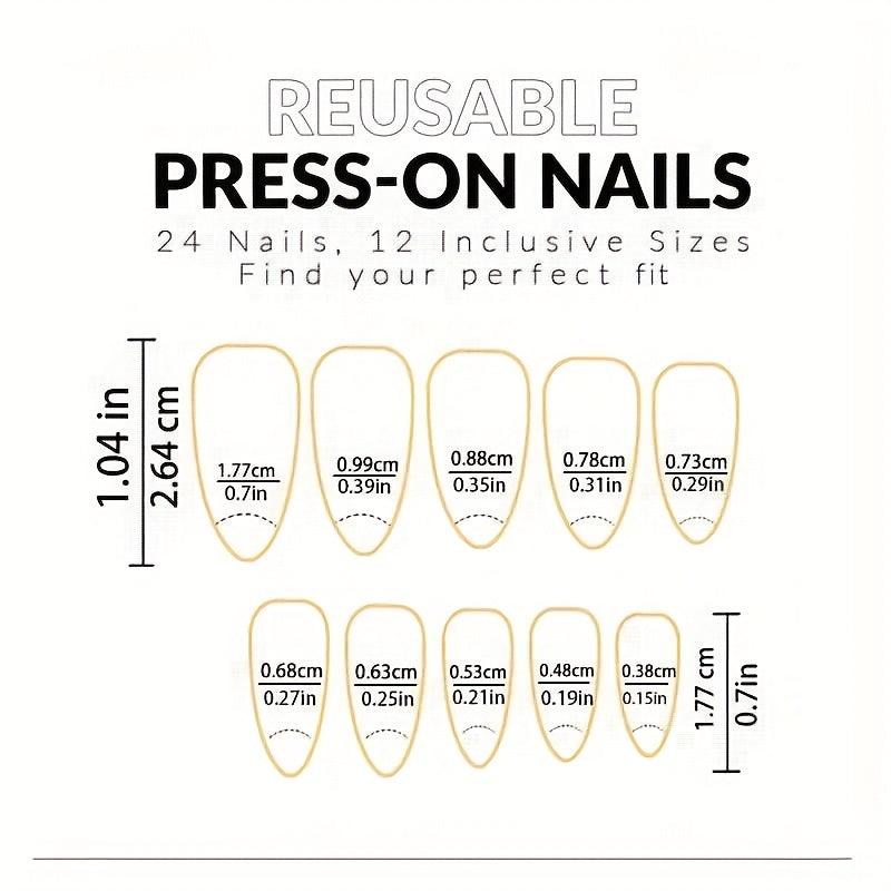 24pcs Luminous Green Edge French Press On False Nails Women Hallowe