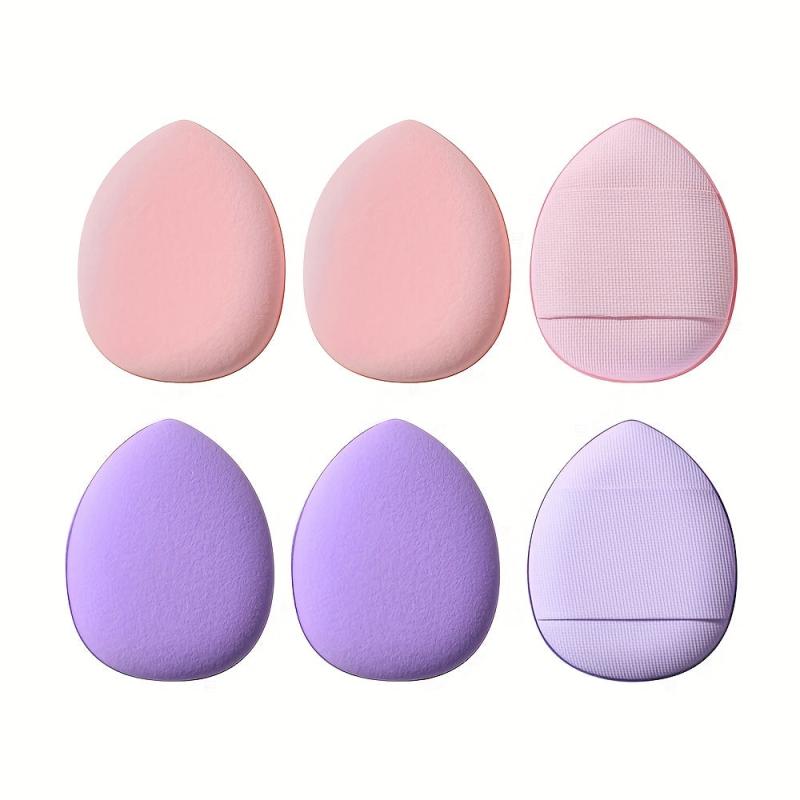 6pcs Finger Powder Puff Face Mini Makeup Sponge Puff With Strap