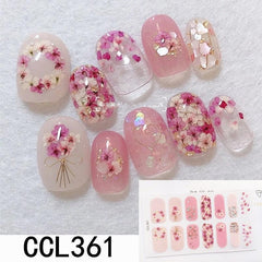 Y2K 3D Nail Strips Glossy Nail Wraps Self Adhesive Nail Art Decal Strip