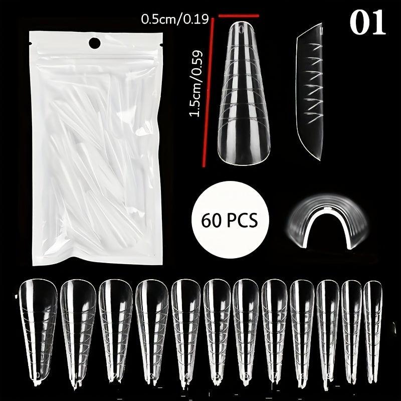 Acrylic Nail Extension Forms Clear Full Cover Tips Kit for Salon DIY