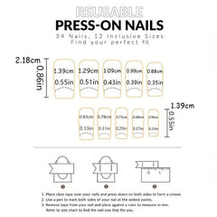 24pcs Brown Bear Press On Nails Glossy Full Cover False Nails