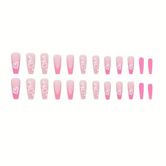 24pcs Heart French Tip Press On Nails - Glossy Finish