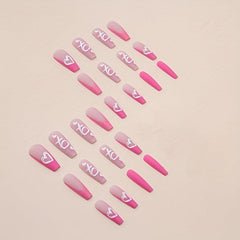 24pcs Heart French Tip Press On Nails - Glossy Finish