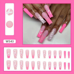 24pcs Heart French Tip Press On Nails - Glossy Finish