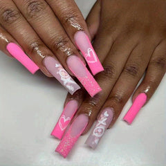 24pcs Heart French Tip Press On Nails - Glossy Finish