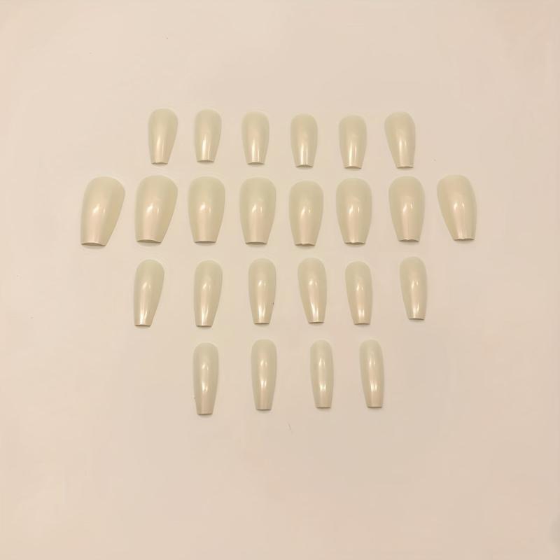 24pcs Press On Nails Glossy Milky Full Cover False Nails for Women and Girls