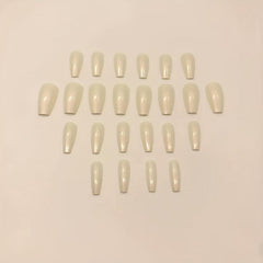 24pcs Press On Nails Glossy Milky Full Cover False Nails for Women and Girls