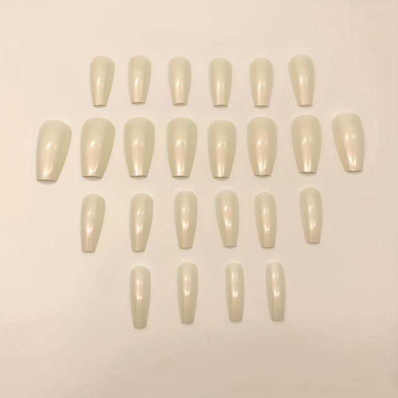 24pcs Press On Nails Glossy Milky Full Cover False Nails for Women and Girls