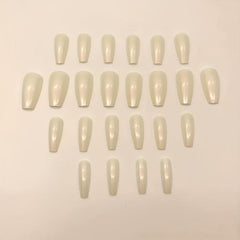 24pcs Press On Nails Glossy Milky Full Cover False Nails for Women and Girls