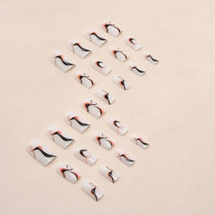 Matte Swirl Press On Nails Set for Women & Girls - Orange Pattern