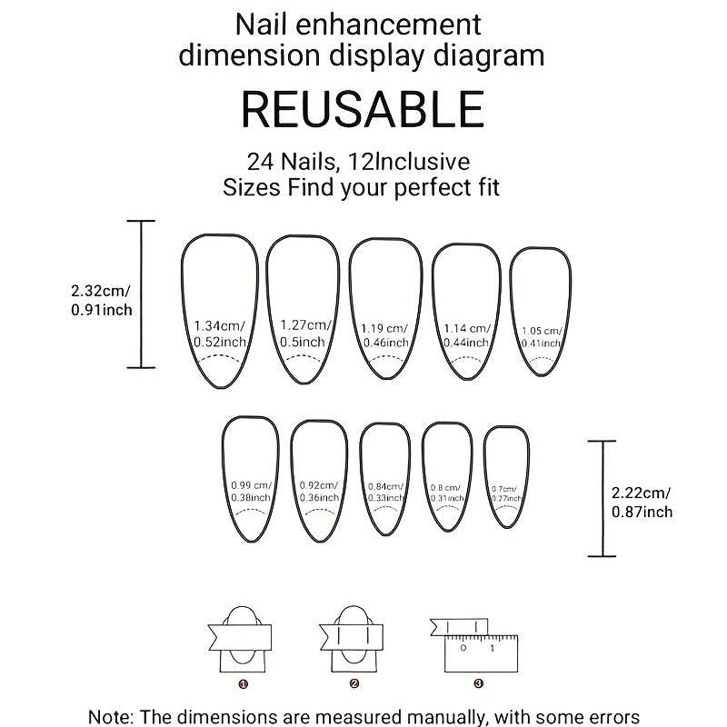 24pcs Star Glossy French Tip Press On Nails Medium False Nails