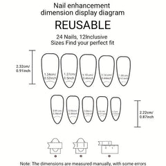 24pcs Star Glossy French Tip Press On Nails Medium False Nails