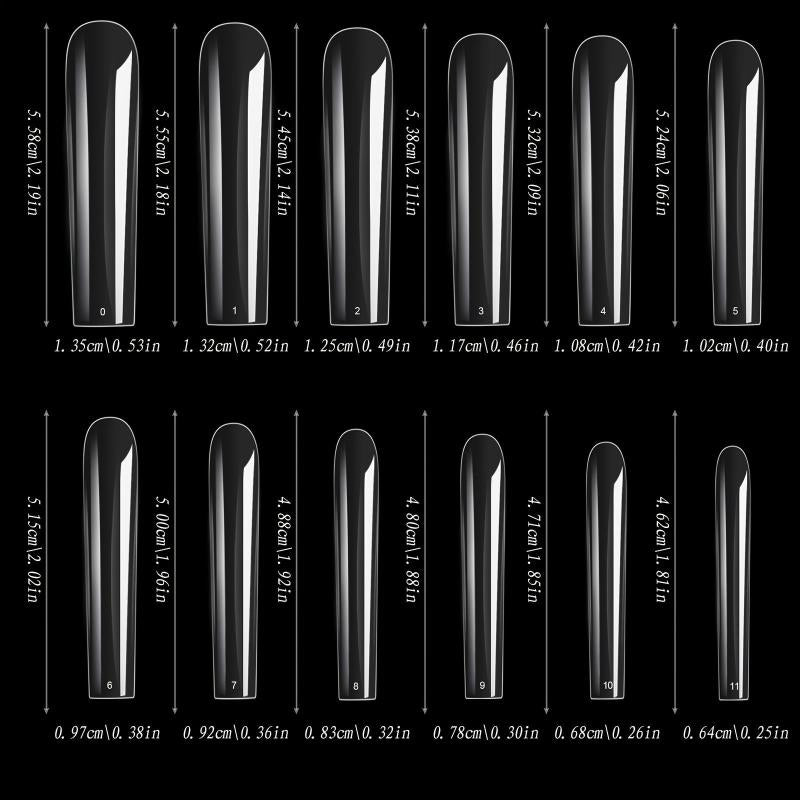 240pcs Long Coffin Gel Nail Tips Set Clear Acrylic Press On Nails