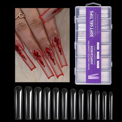 240pcs Long Coffin Gel Nail Tips Set Clear Acrylic Press On Nails