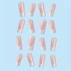 24 pcs Pink Glossy C Curve Press On Nails Reusable French Style False Nails