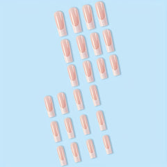 24 pcs Pink Glossy C Curve Press On Nails Reusable French Style False Nails