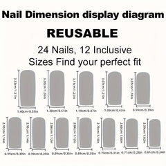 24 pcs Pink Glossy C Curve Press On Nails Reusable French Style False Nails