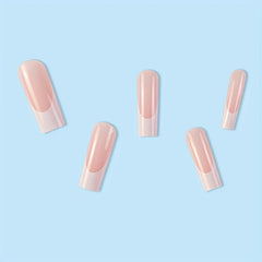 24 pcs Pink Glossy C Curve Press On Nails Reusable French Style False Nails