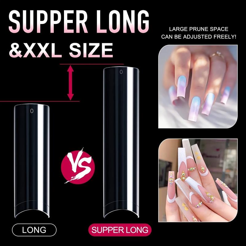 240 pcs XXL Square False Nails Tips Assorted Sizes Acrylic with Box
