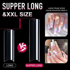 240 pcs XXL Square False Nails Tips Assorted Sizes Acrylic with Box