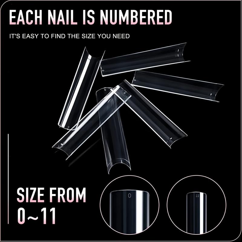 240 pcs XXL Square False Nails Tips Assorted Sizes Acrylic with Box