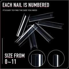 240 pcs XXL Square False Nails Tips Assorted Sizes Acrylic with Box