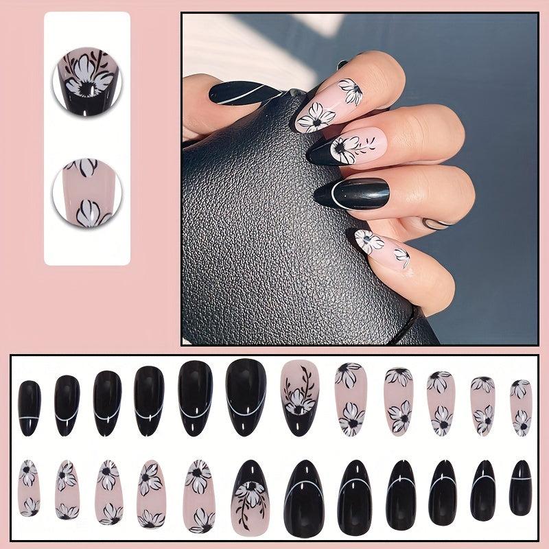 Y2K Pink Almond False Nails with Flower Acrylic