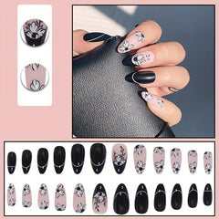 Y2K Pink Almond False Nails with Flower Acrylic