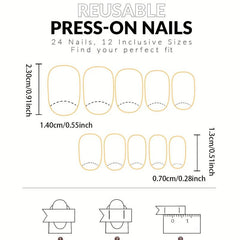 24pcs Ombre French Orange Press On Nails Glossy False Nails for Women